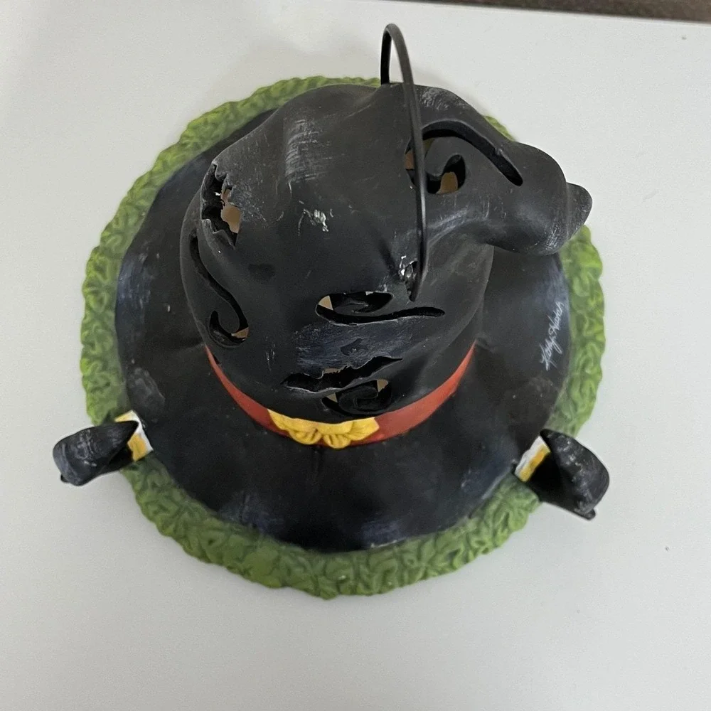 Kathy Hatch Tea Light Holder Black Witch Hat Bat Sunflower Vintage 2002